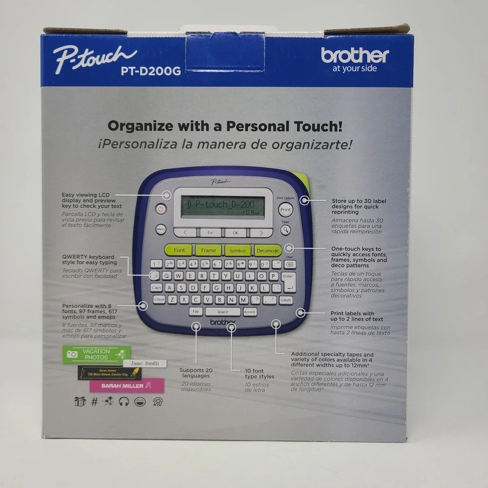 Brother P-Touch PT-D200G Label Maker with Tape Home Office Labeling - Easy Use